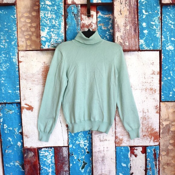 Women's Madison Grey Long Sleeve Turtleneck Knit Top MEDIUM Lime Green - Picture 1 of 11